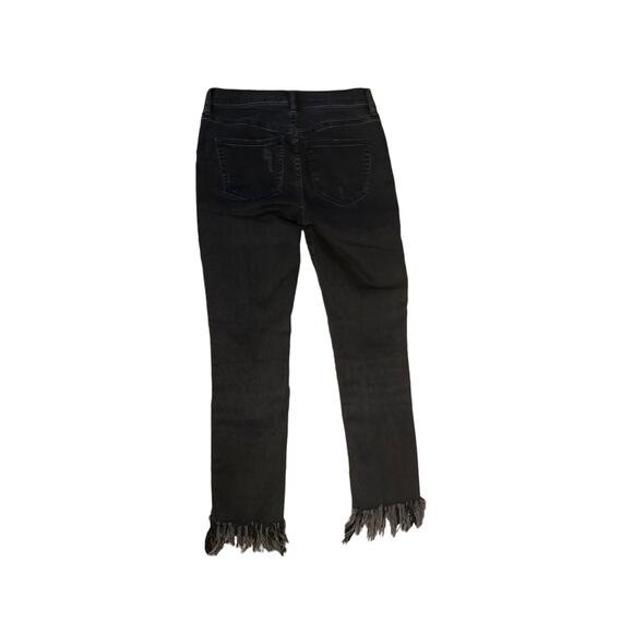 Women 26 Free People Great Heights Frayed Skinny Jeans Black Denim Pants Crop - Picture 5 of 6